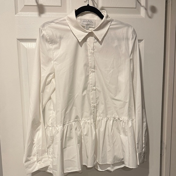 Anthropologie Cream Button-Up Blouse with Bows on back - Picture 2 of 6